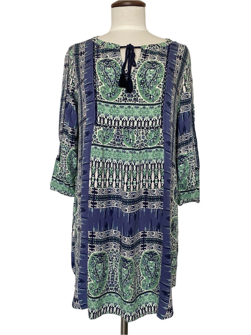 Lucky Brand Green & Blue Paisley Soft Tunic Dress Sz M